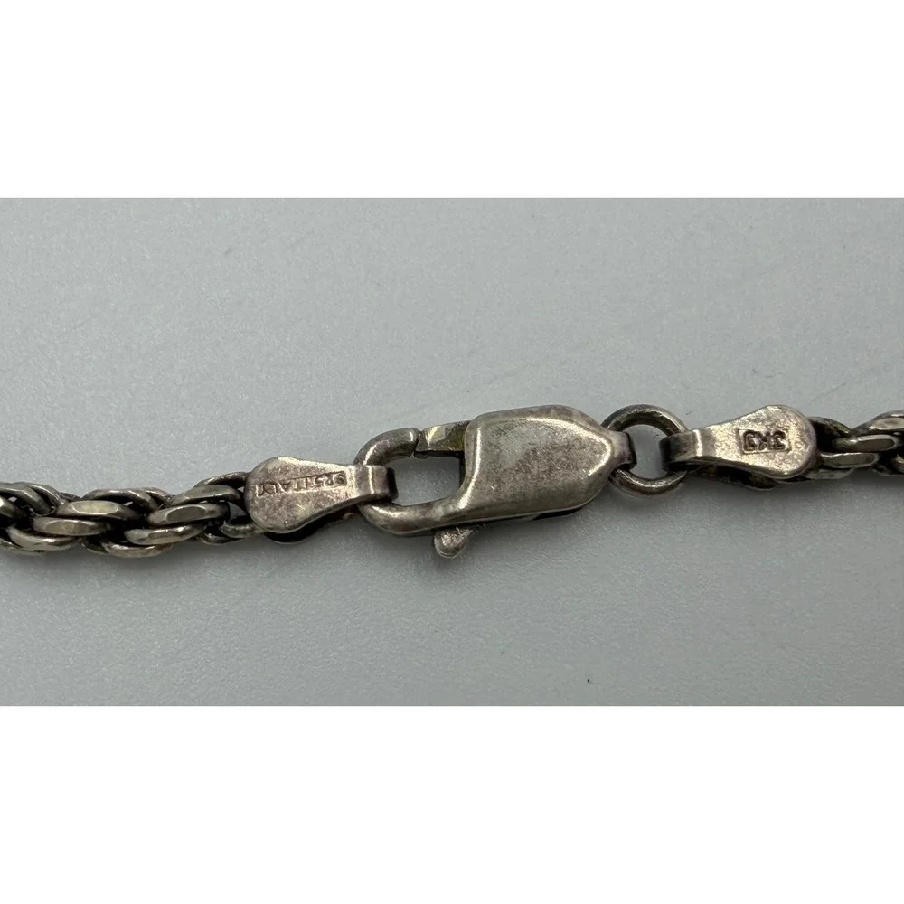 925‎ Italy Sterling Silver Rope Chain Necklace 24